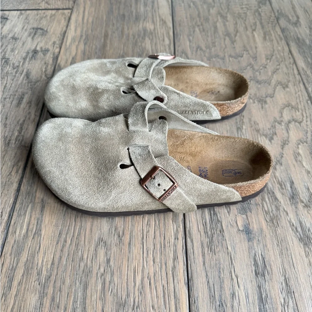 Birkenstock Boston Taupe Suede Clog - Picture 2 of 2